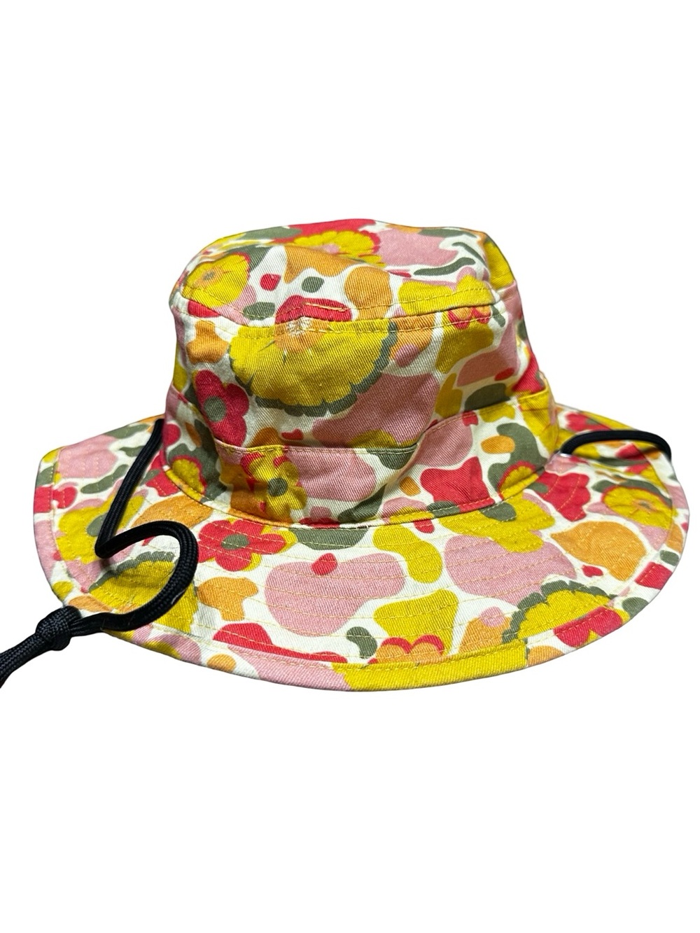 Mad Engine Yellow Pink Floral Sun Hat Cotton Hiking Outdoor Girly Tropical